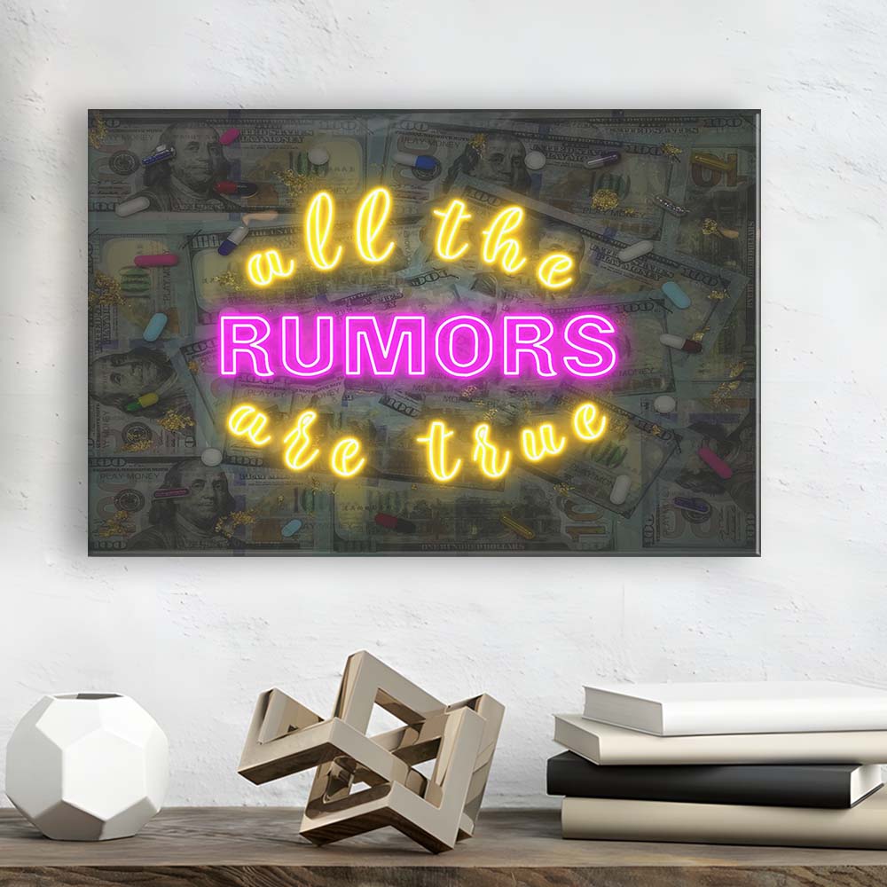 All The Rumors Are True Art Print, Canvas Print Wall Art, Wall Decor, Neon Effect Art