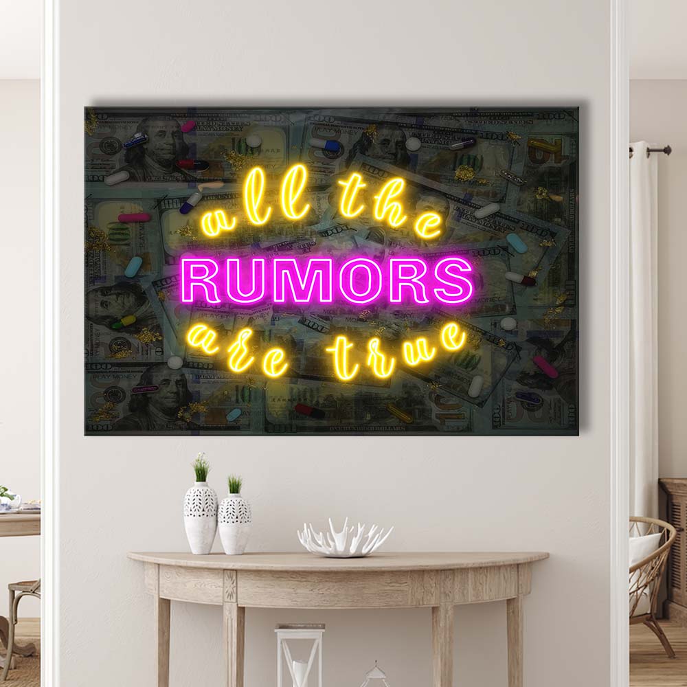 All The Rumors Are True Art Print, Canvas Print Wall Art, Wall Decor, Neon Effect Art