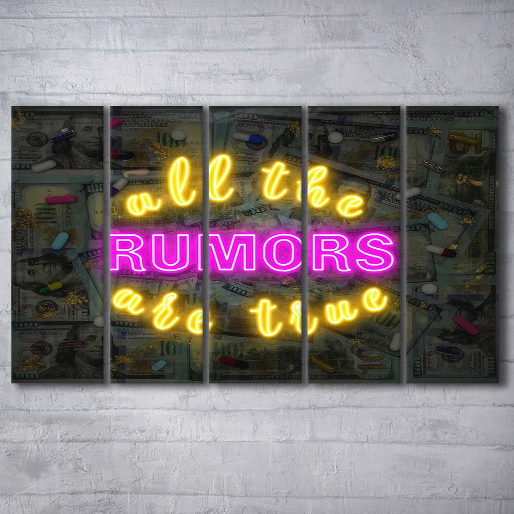 All The Rumors Are True Art Print, Extra Large 5 Panels Multi Canvas Print Wall Art, Home Decor