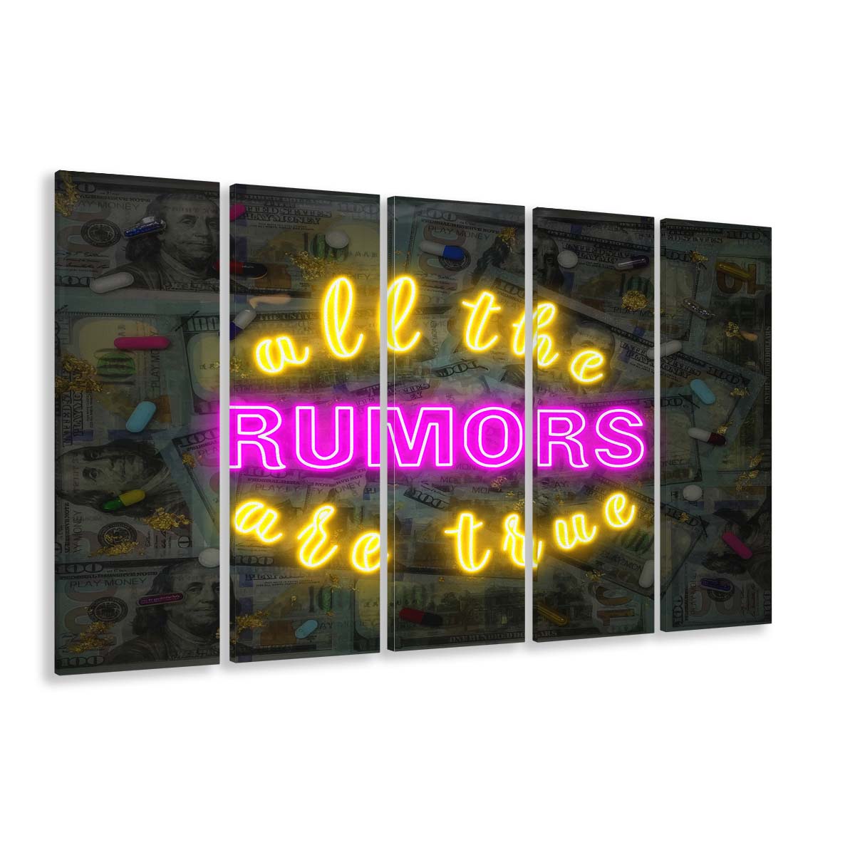 All The Rumors Are True Art Print, Extra Large 5 Panels Multi Canvas Print Wall Art, Home Decor