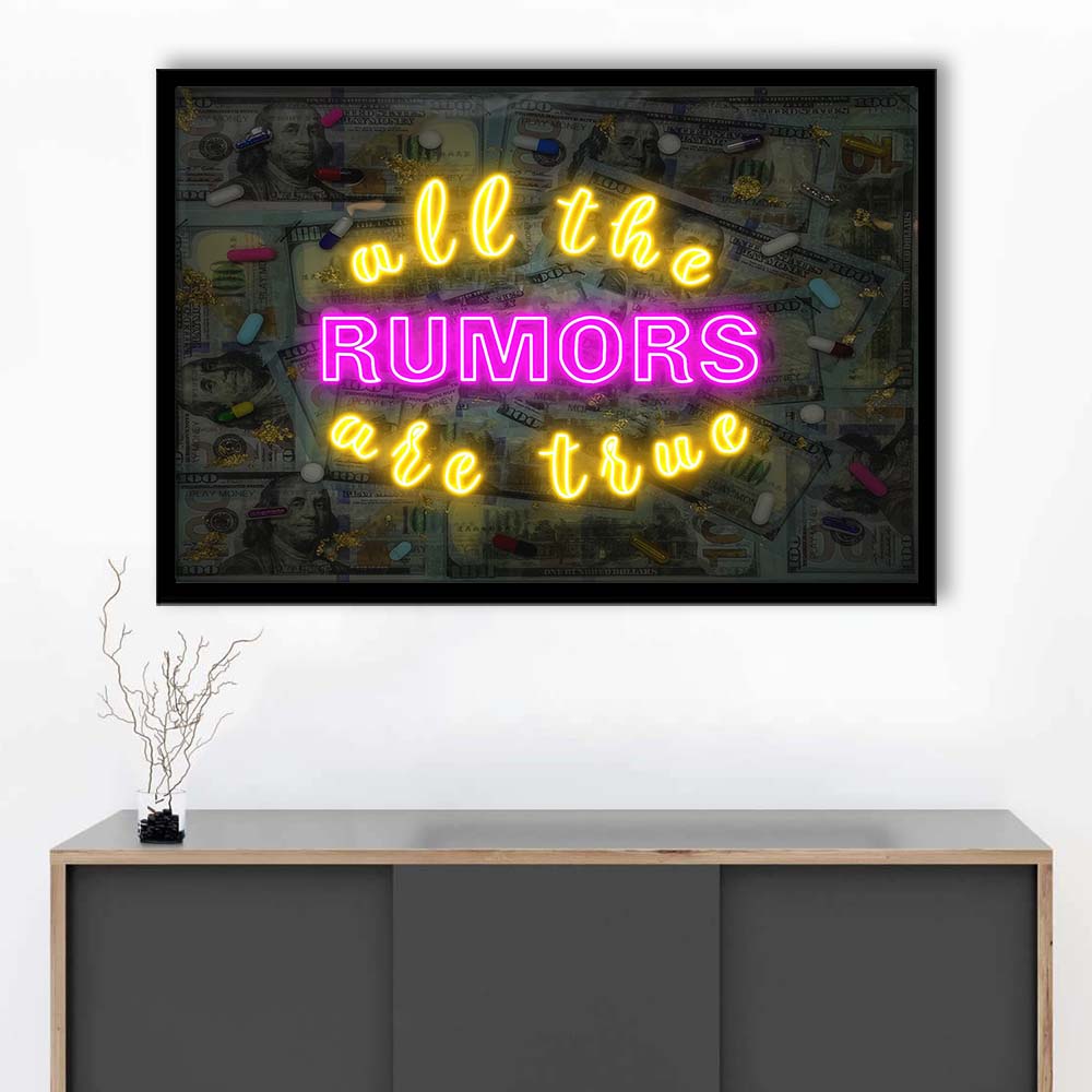 All The Rumors Are True Art Print, Framed Art Print Wall Decor, Neon Art Print, Picture Framed