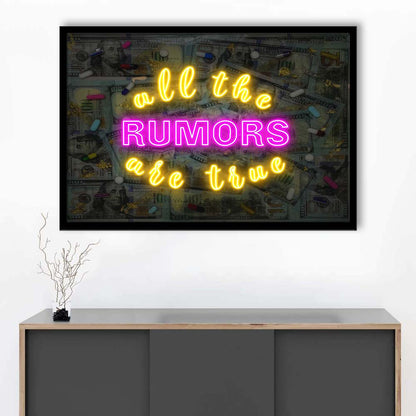 All The Rumors Are True Art Print, Framed Art Print Wall Decor, Neon Art Print, Picture Framed