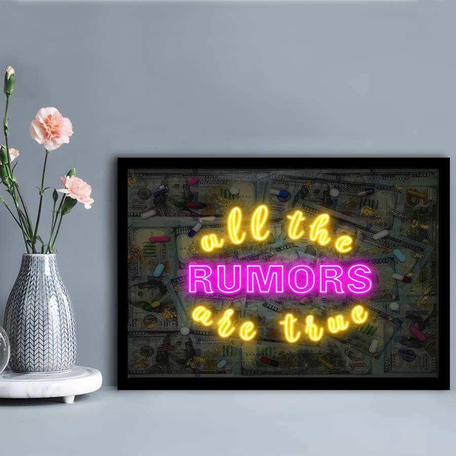 All The Rumors Are True Art Print, Framed Art Print Wall Decor, Neon Art Print, Picture Framed
