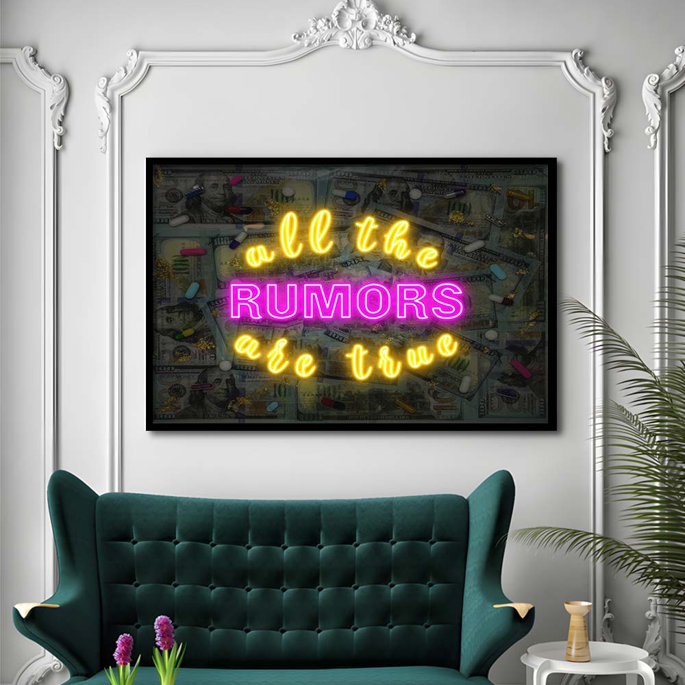 All The Rumors Are True Art Print, Framed Art Print Wall Decor, Neon Art Print, Picture Framed