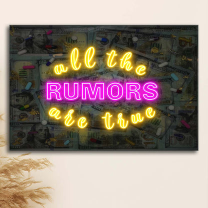 All The Rumors Are True Art Print, Canvas Print Wall Art, Wall Decor, Neon Effect Art