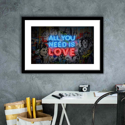 All You Need Is Love Art Print, Framed Art Print Wall Decor, White Border, Framed Picture