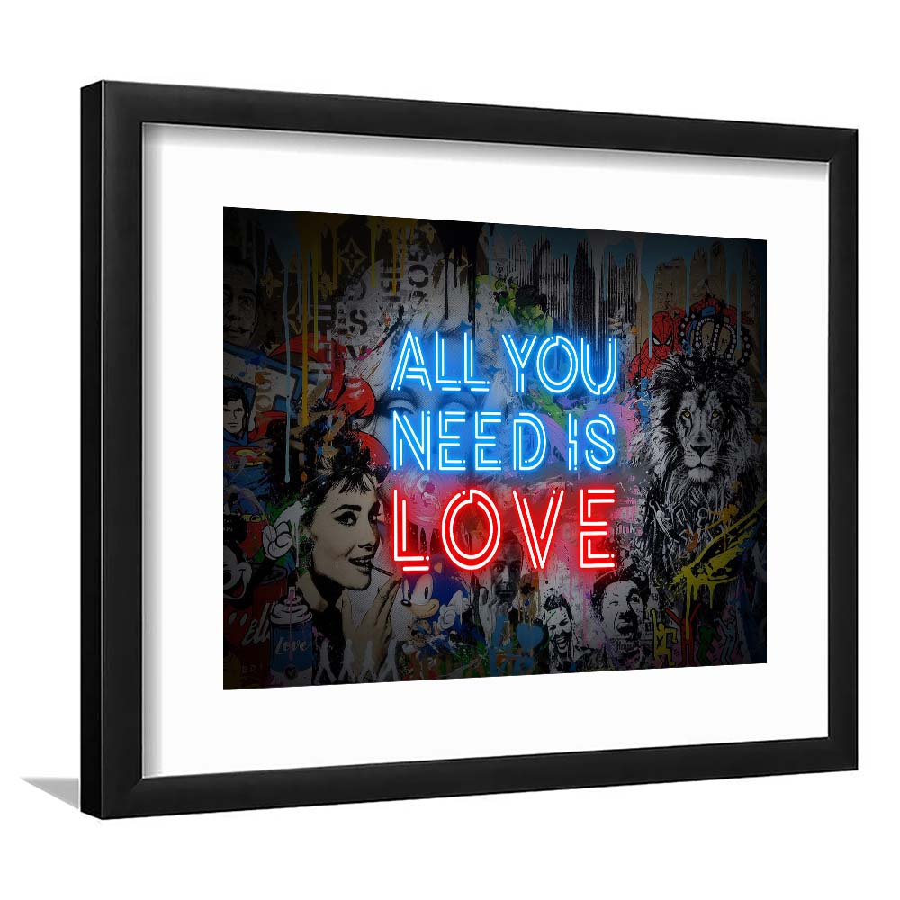All You Need Is Love Art Print, Framed Art Print Wall Decor, White Border, Framed Picture