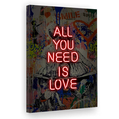 All You Need Is Love Neon Sign Effects, Canvas Print, Luxury Wall Art Decor, Modern Art