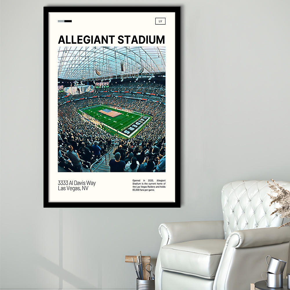 Allegiant Stadium Print, Las Vegas Raiders Stadium Art, Gifts for him, Sport Art, Framed Art Print Wall Decor
