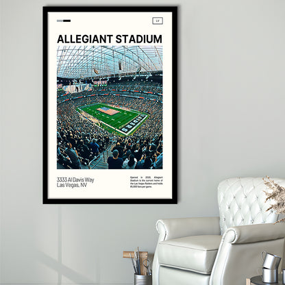 Allegiant Stadium Print, Las Vegas Raiders Stadium Art, Gifts for him, Sport Art, Framed Art Print Wall Decor