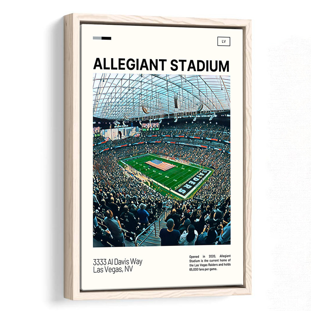 Allegiant Stadium Print, Las Vegas Raiders Stadium Canvas Art, Man Cave Gift, Floating Framed Canvas Print Wall Art