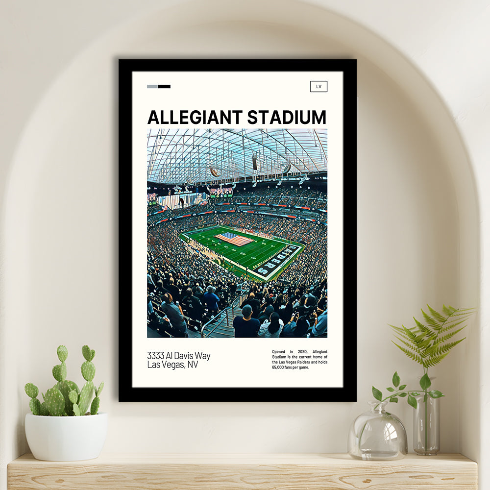 Allegiant Stadium Print, Las Vegas Raiders Stadium Art, Gifts for him, Sport Art, Framed Art Print Wall Decor