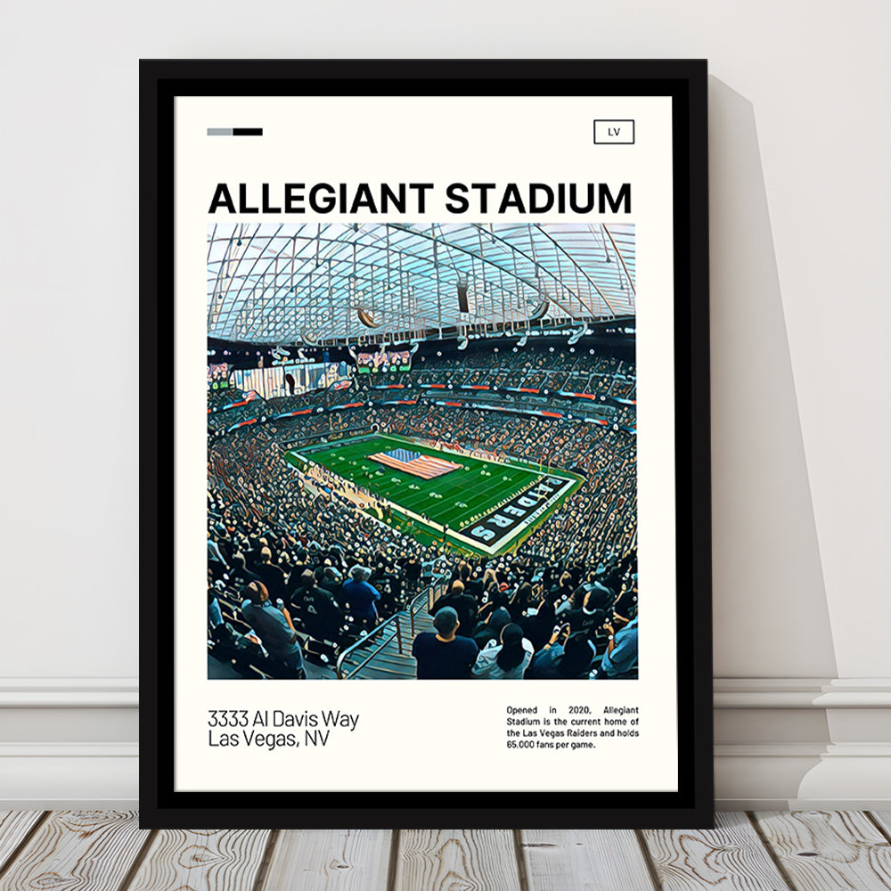 Allegiant Stadium Print, Las Vegas Raiders Stadium Canvas Art, Man Cave Gift, Floating Framed Canvas Print Wall Art