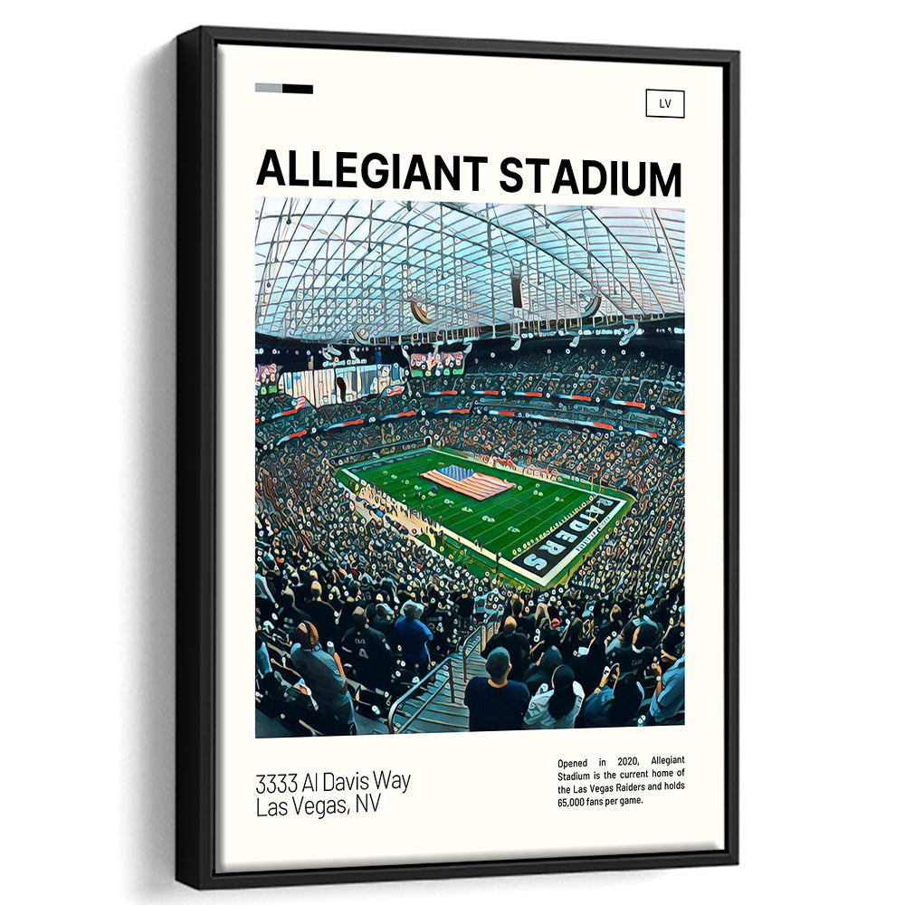 Allegiant Stadium Print, Las Vegas Raiders Stadium Canvas Art, Man Cave Gift, Floating Framed Canvas Print Wall Art