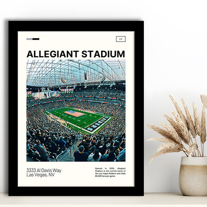Allegiant Stadium Print, Las Vegas Raiders Stadium Art, Gifts for him, Sport Art, Framed Art Print Wall Decor