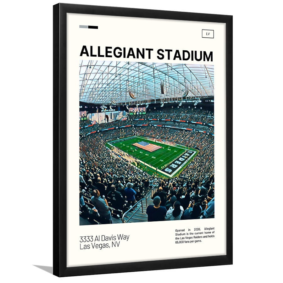 Allegiant Stadium Print, Las Vegas Raiders Stadium Art, Gifts for him, Sport Art, Framed Art Print Wall Decor
