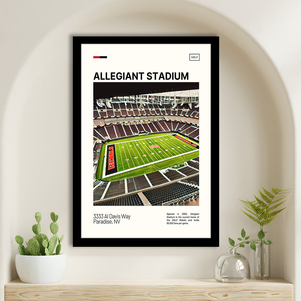 Allegiant Stadium Print, UNLV Rebels Stadium Art, Gifts for him, Sport Art, Framed Art Print Wall Decor