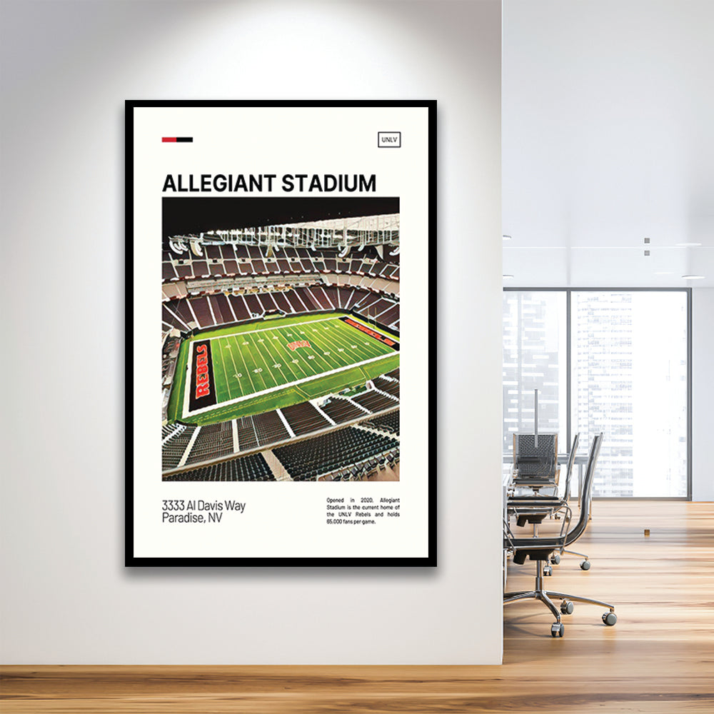 Allegiant Stadium Print, UNLV Rebels Stadium Art, Gifts for him, Sport Art, Framed Art Print Wall Decor