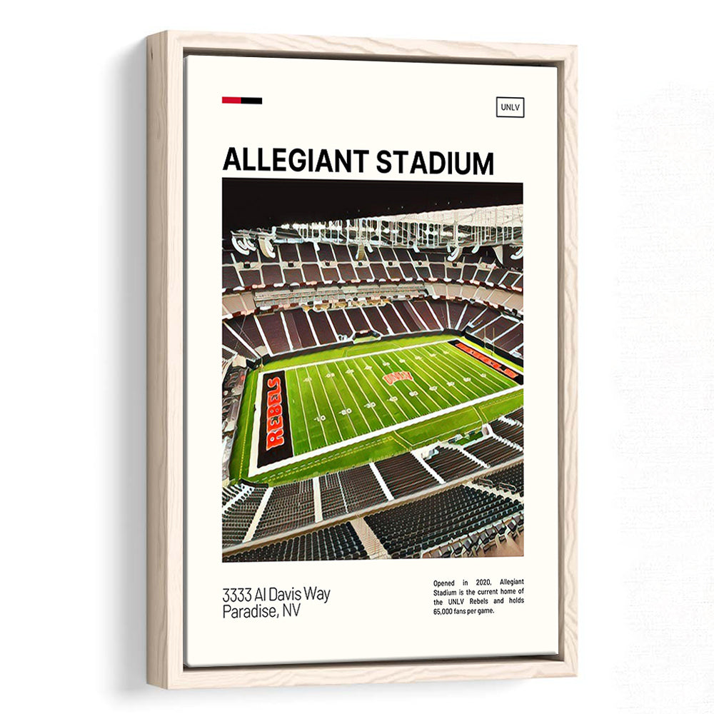Allegiant Stadium Print, UNLV Rebels Stadium Canvas Art, Man Cave Gift, Floating Framed Canvas Print Wall Art