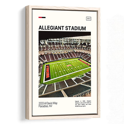 Allegiant Stadium Print, UNLV Rebels Stadium Canvas Art, Man Cave Gift, Floating Framed Canvas Print Wall Art