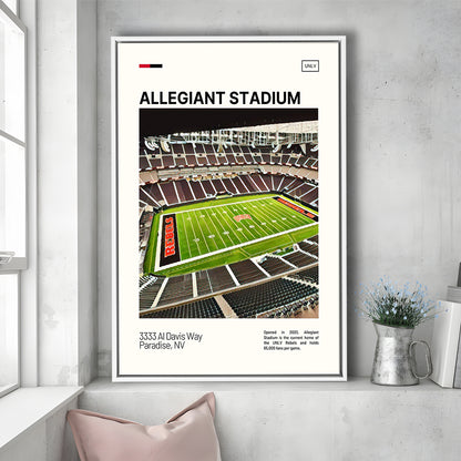 Allegiant Stadium Print, UNLV Rebels Stadium Canvas Art, Man Cave Gift, Floating Framed Canvas Print Wall Art