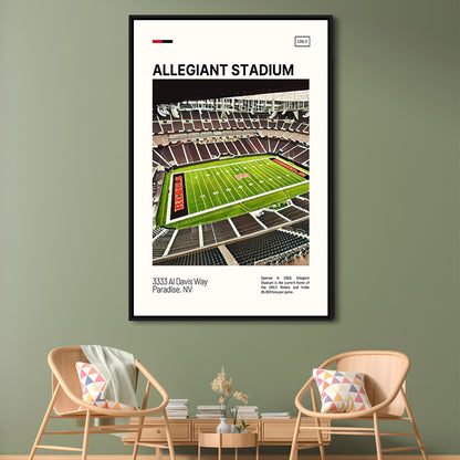 Allegiant Stadium Print, UNLV Rebels Stadium Canvas Art, Man Cave Gift, Floating Framed Canvas Print Wall Art