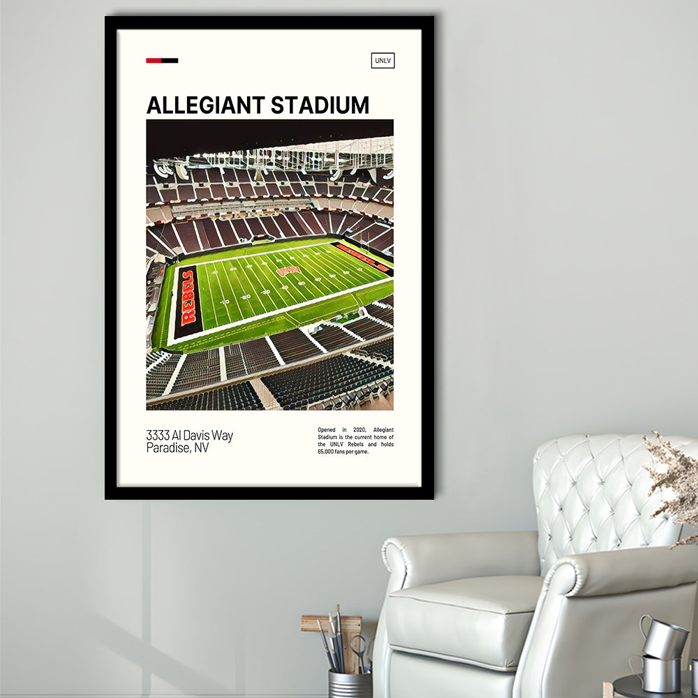 Allegiant Stadium Print, UNLV Rebels Stadium Art, Gifts for him, Sport Art, Framed Art Print Wall Decor