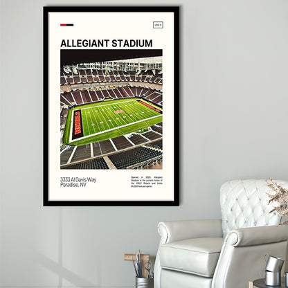 Allegiant Stadium Print, UNLV Rebels Stadium Art, Gifts for him, Sport Art, Framed Art Print Wall Decor