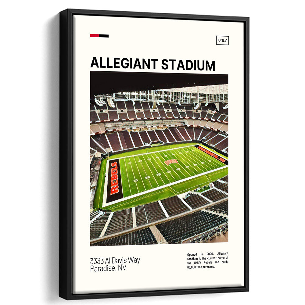 Allegiant Stadium Print, UNLV Rebels Stadium Canvas Art, Man Cave Gift, Floating Framed Canvas Print Wall Art