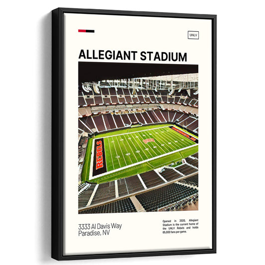 Allegiant Stadium Print, UNLV Rebels Stadium Canvas Art, Man Cave Gift, Floating Framed Canvas Print Wall Art