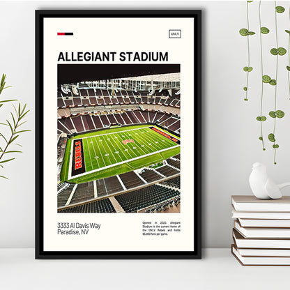 Allegiant Stadium Print, UNLV Rebels Stadium Canvas Art, Man Cave Gift, Floating Framed Canvas Print Wall Art