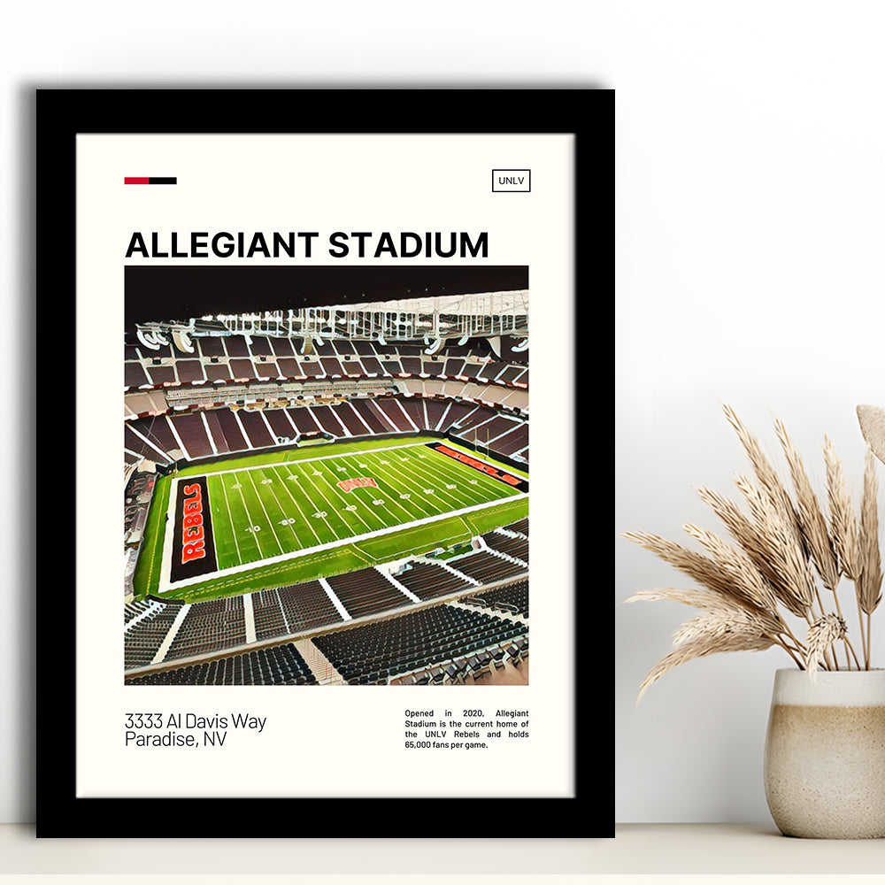 Allegiant Stadium Print, UNLV Rebels Stadium Art, Gifts for him, Sport Art, Framed Art Print Wall Decor