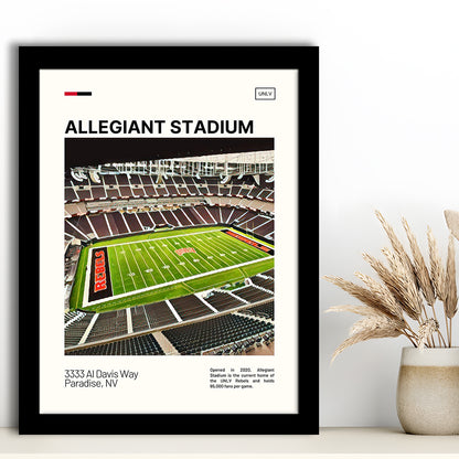 Allegiant Stadium Print, UNLV Rebels Stadium Art, Gifts for him, Sport Art, Framed Art Print Wall Decor