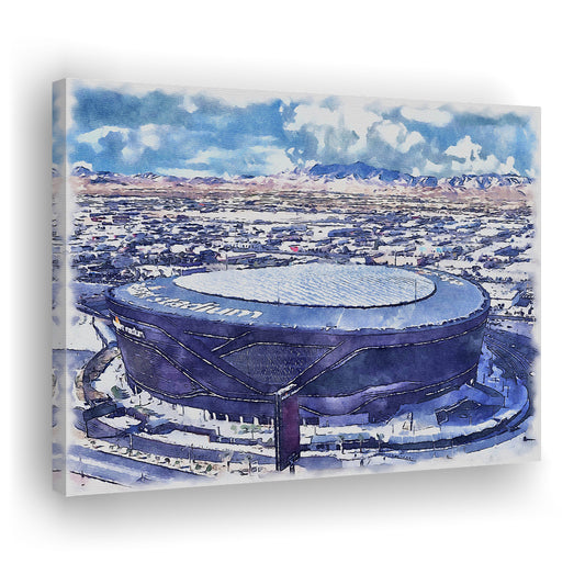 Allegiant Painting Stadium Watercolor, Paradise Nevada Rebels, Sport Art, Gifts for him, Canvas Print Wall Art
