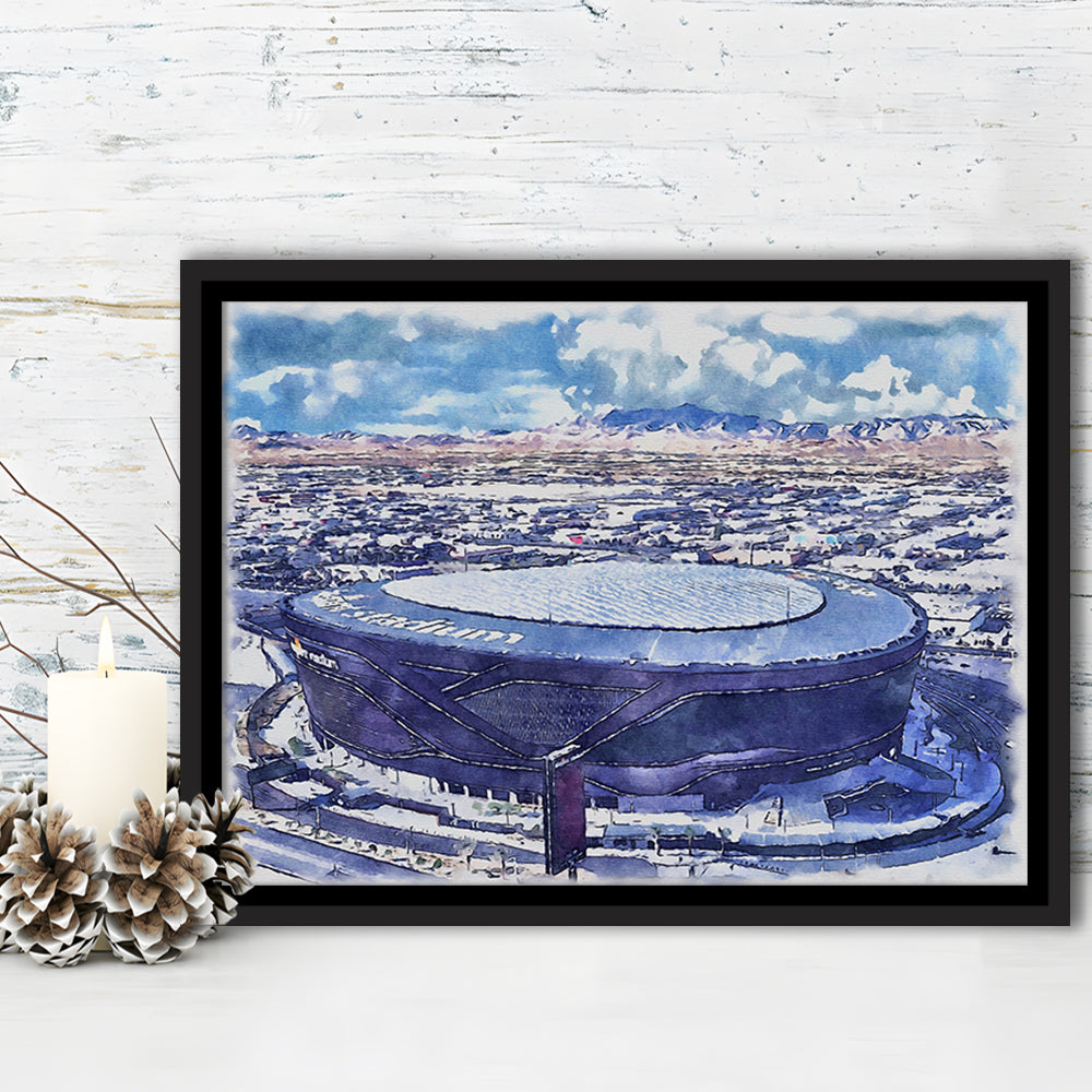Allegiant Painting Stadium Watercolor, Paradise Nevada Rebels, Sport Gift Art, Framed Canvas Print Wall Art