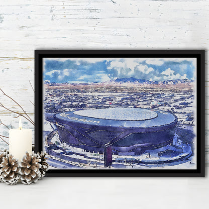 Allegiant Painting Stadium Watercolor, Paradise Nevada Rebels, Sport Gift Art, Framed Canvas Print Wall Art