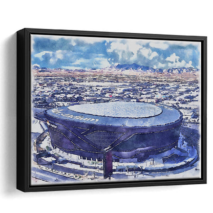 Allegiant Painting Stadium Watercolor, Paradise Nevada Rebels, Sport Gift Art, Framed Canvas Print Wall Art