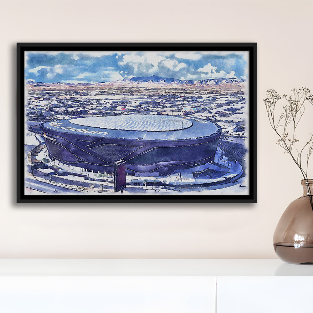 Allegiant Painting Stadium Watercolor, Paradise Nevada Rebels, Sport Gift Art, Framed Canvas Print Wall Art