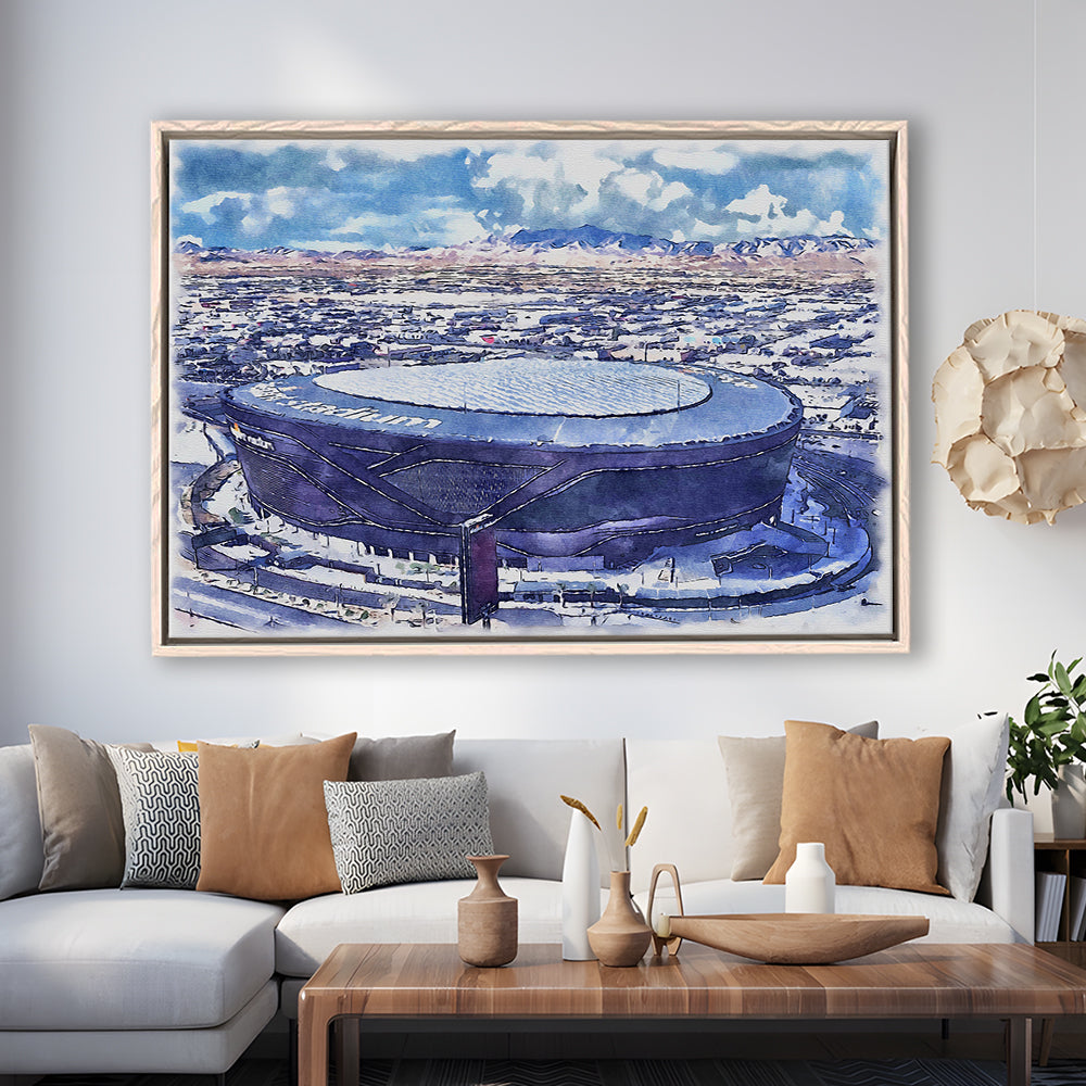 Allegiant Painting Stadium Watercolor, Paradise Nevada Rebels, Sport Gift Art, Framed Canvas Print Wall Art