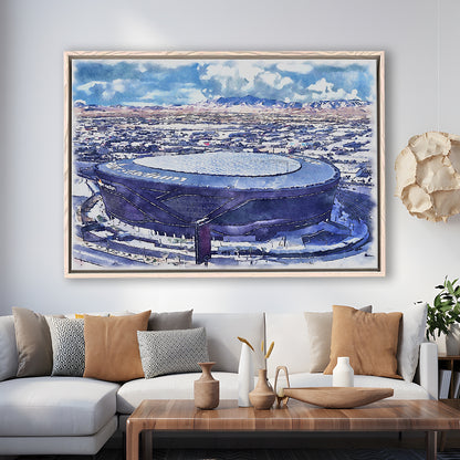 Allegiant Painting Stadium Watercolor, Paradise Nevada Rebels, Sport Gift Art, Framed Canvas Print Wall Art