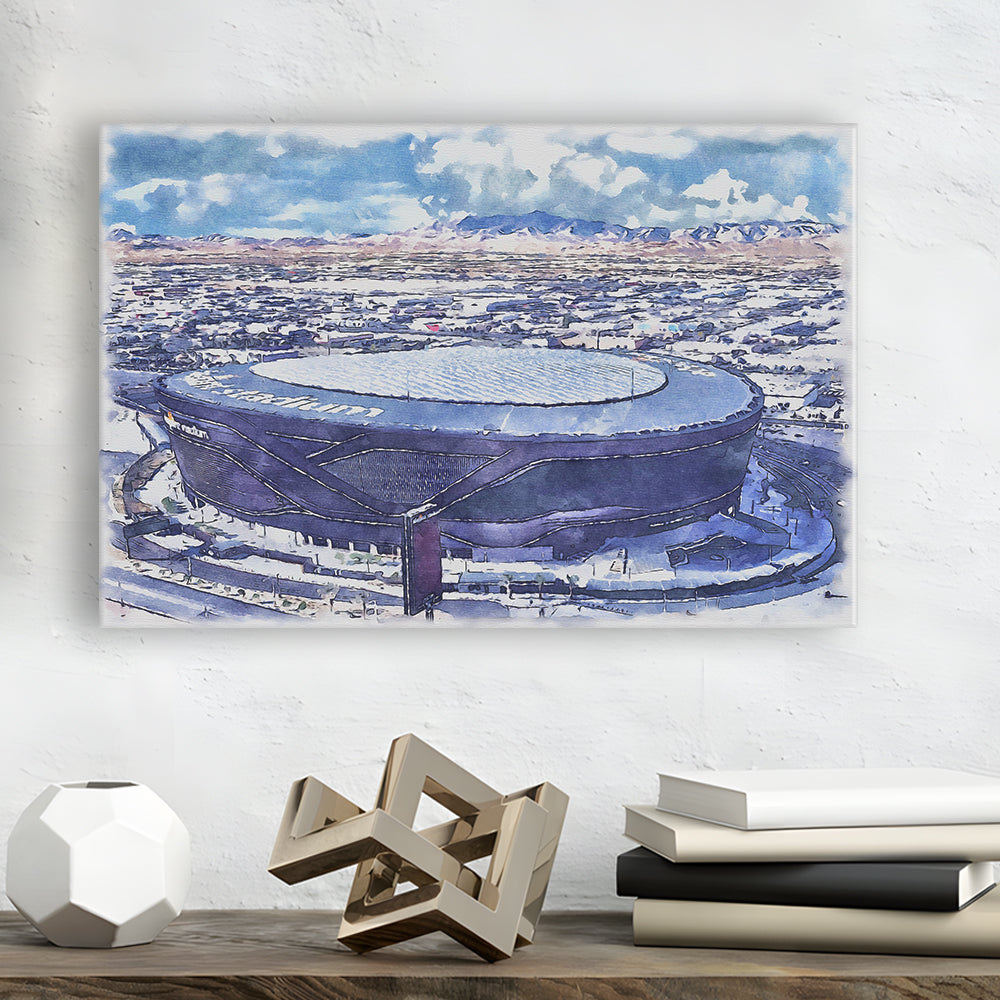 Allegiant Painting Stadium Watercolor, Paradise Nevada Rebels, Sport Art, Gifts for him, Canvas Print Wall Art