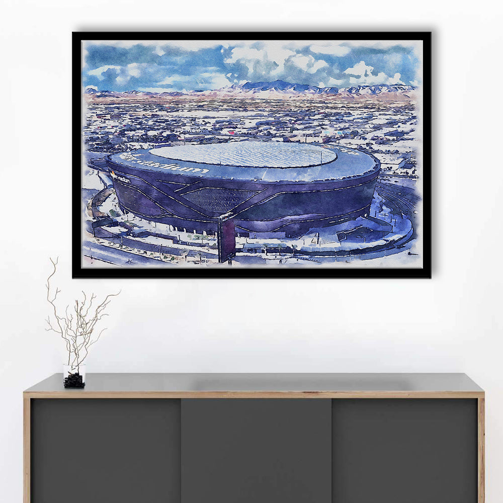Allegiant Painting Stadium Watercolor, Paradise Nevada Rebels, Sport Gift Art, Framed Art Print Wall Decor