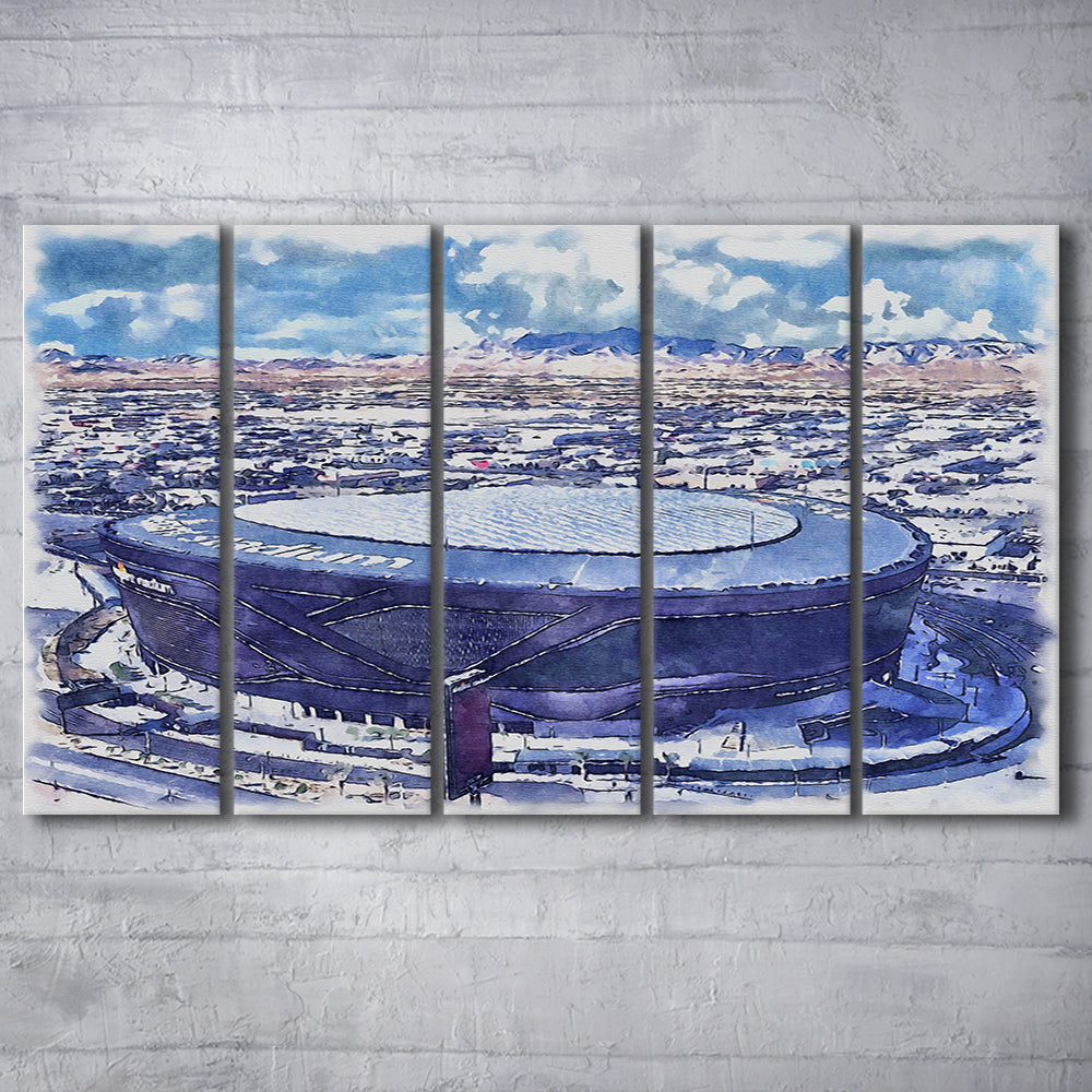 Allegiant Painting Stadium Watercolor, Paradise Nevada Rebels, Sport Art, Extra Large Canvas Print Wall Art