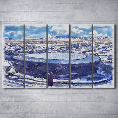 Allegiant Painting Stadium Watercolor, Paradise Nevada Rebels, Sport Art, Extra Large Canvas Print Wall Art
