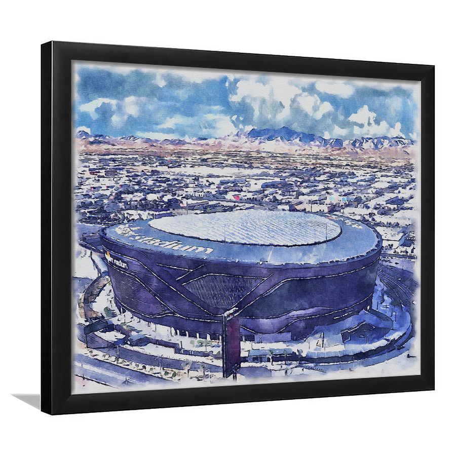 Allegiant Painting Stadium Watercolor, Paradise Nevada Rebels, Sport Gift Art, Framed Art Print Wall Decor