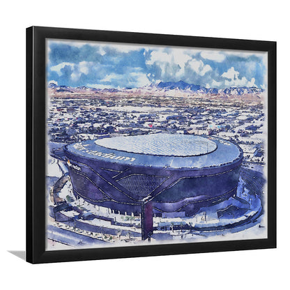 Allegiant Painting Stadium Watercolor, Paradise Nevada Rebels, Sport Gift Art, Framed Art Print Wall Decor
