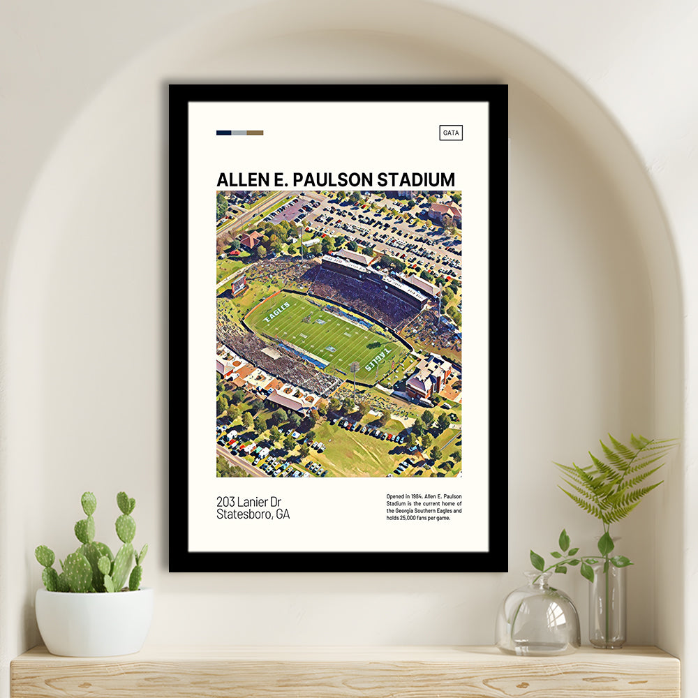 Allen E Paulson Stadium Print, Georgia Southern Eagles Stadium Art, Gifts for him, Sport Art, Framed Art Print Wall Decor