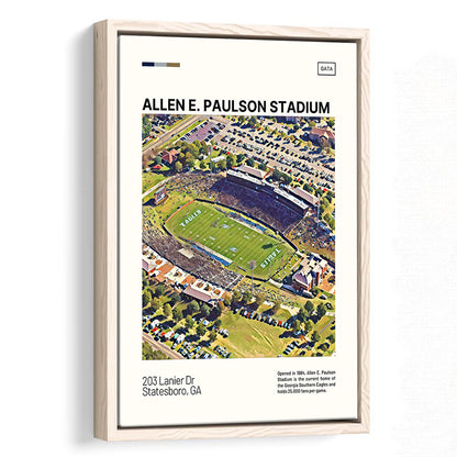 Allen E Paulson Stadium Print, Georgia Southern Eagles Stadium Canvas Art, Man Cave Gift, Floating Framed Canvas Print