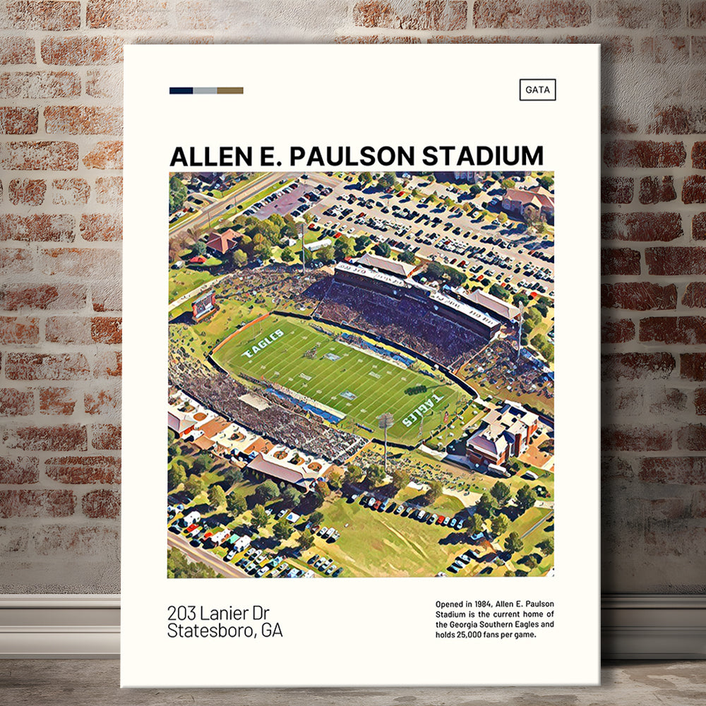 Allen E Paulson Stadium Print, Georgia Southern Eagles Stadium Canvas Art, Fan Gifts, Sport Art, Canvas Print Wall Art