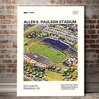 Allen E Paulson Stadium Print, Georgia Southern Eagles Stadium Canvas Art, Fan Gifts, Sport Art, Canvas Print Wall Art